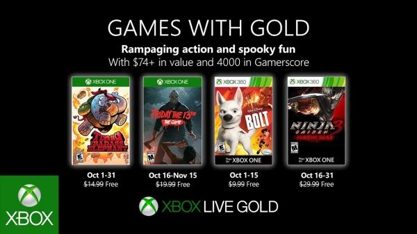  Появился список бесплатных игр для подписчиков Xbox Live Gold в октябре 